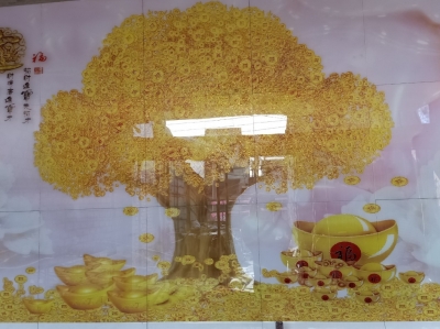 Tranh gạch cây kim tiền 3d - DXC55