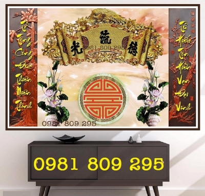 Tranh gạch 3d câu đối ốp phòng thờ