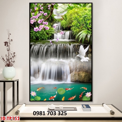 Tranh gạch phong cảnh thác nước khổ đứng