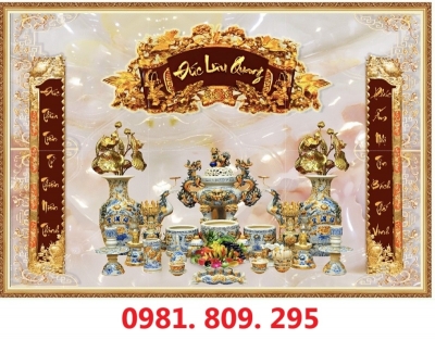 Tranh gạch 3d phòng thờ lư hương HQ999