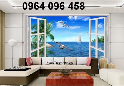 Tranh 3d - tranh gạch 3d cửa sổ - KCV6