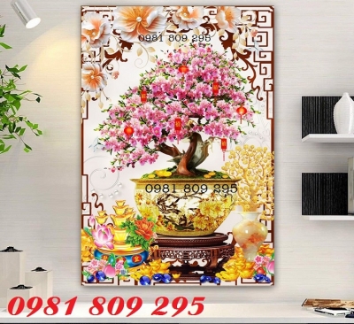 Tranh gạch 3d hoa đào