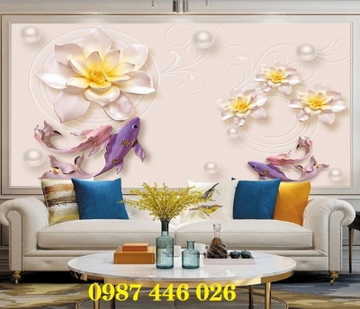 Tranh gạch men cá chép vàng HP82822