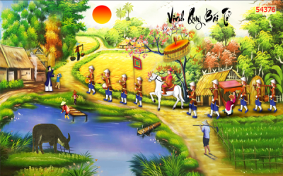 Tranh gạch 3d vinh quy bái tổ - EDC64