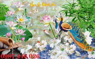 Gach 3d tranh chim công HP722