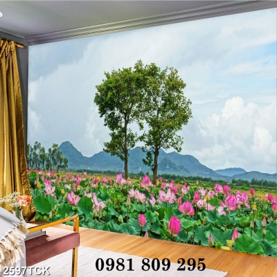 Tranh gạch men hoa sen