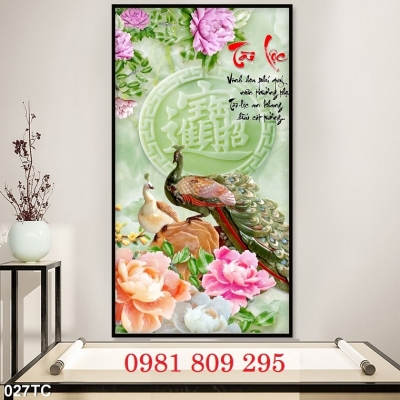 Gạch tranh chim công 3d hiên nhà