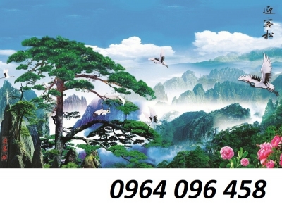 Tranh núi cây - tranh gạch 3d cây núi - TDS3