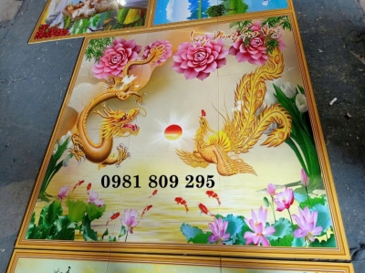 Tranh gạch 3d trang trí ốp tường rồng phượng
