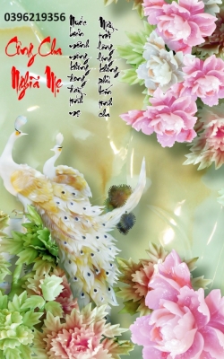 Tranh gạch khổ đứng chim công
