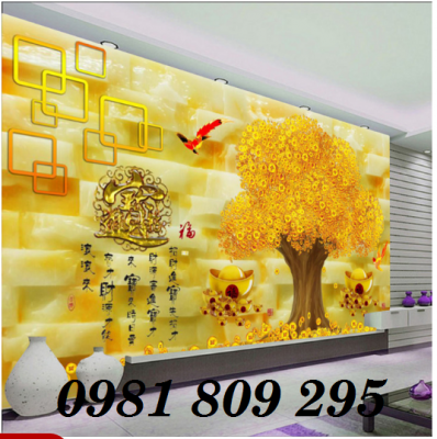Tranh gạch men cây tiền - gạch tranh 3g AN0S