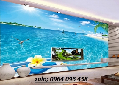 Tranh gạch 3d phong cảnh bển - LMN97