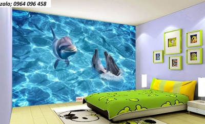 Gạch tranh 3d cá heo đại dương - CXX3