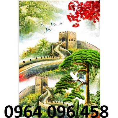 Tranh núi cây - tranh gạch 3d cây núi - TDS3