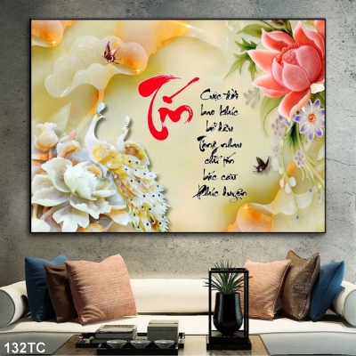 Gạch men con công 3d ốp tường