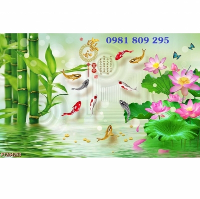 Tranh 3d hoa sen , gạch tranh 3d trang trí HN8988