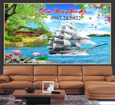 Tranh gạch- Tranh thuận buồm xuôi gió