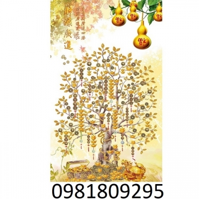 tranh cây kim tiền - gạch tranh 3d