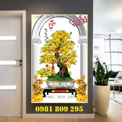 Gạch 3d hoa mai , tranh phú quý tài lộc HN2929