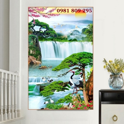 Gạch trang trí , tranh gạch thác nước 3d