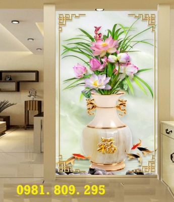 Tranh gạch 3d bình hoa trang trí JS838