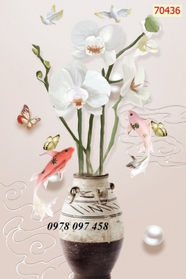 Tranh phòng khách - tranh bình hoa ốp tường