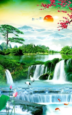 Tranh gạch 3d phong cảnh khổ đứng - JHCGV89