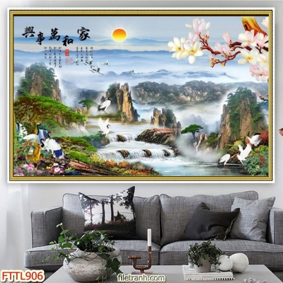 Tranh 3D- Tranh gạch thác nước