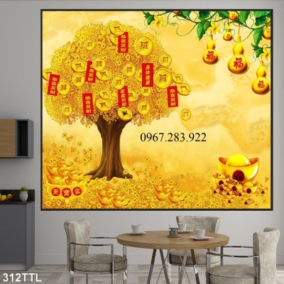Tranh 3d gạch men trang trí- Tranh kim tiền 3d