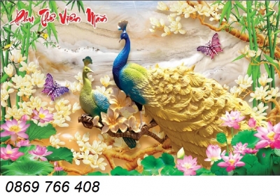 Tranh 3D chim Công-Tranh treo tường