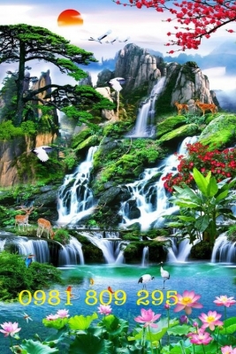 Tranh thác nước - gạch tranh 3d ốp tường