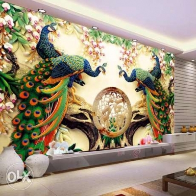 Tranh gạch men 3d chim công phong thủy - GBV33