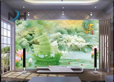 gạch tranh thuyền buồm trang trí phòng