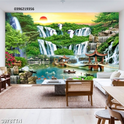 Tranh phong cảnh thác nước đẹp