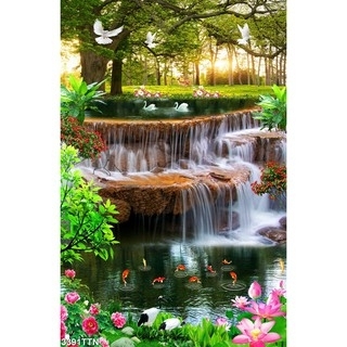 Tranh gạch 3d ốp tường phong cảnh khổ đứng - KJHG5
