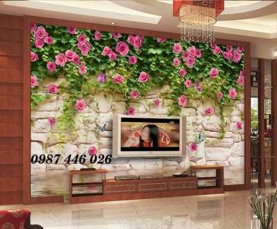 Tranh gach men giàn hoa hồng leo HP9723
