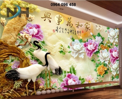 Tranh gạch 3d phong thủy phòng khách - Q96