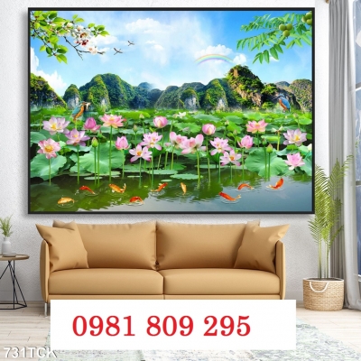 Gạch trang trí hoa sen 3d