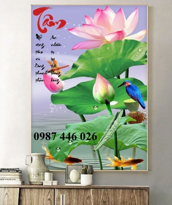 Gạch tranh hoa sen 3d tuyệt đẹp HP9872