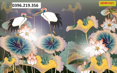 Gạch tranh tùng hạc 3d trang trí đẹp