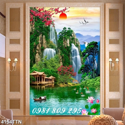 Tranh khổ đứng, tranh gạch men phong cảnh ốp tường DFGD67