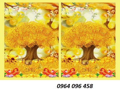Tranh gạch 3d ốp tường cây kim tiền - 42XCC