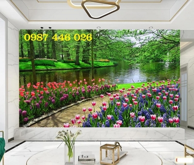 Gạch tranh vườn hoa 3d HP9724
