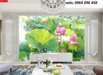 Tranh gạch 3d ốp tường mẫu hoa sen - 76SP