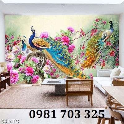 Gạch tranh chim công phong thủy