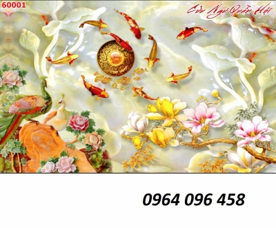 Tranh gạch 3d cửu ngư quần hội - XBVNN1