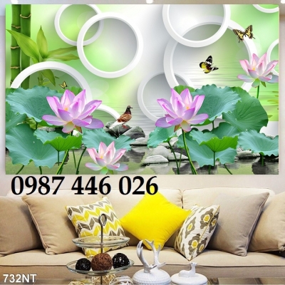 Tranh hoa sen- gạch ốp tường, tranh trang trí đẹp
