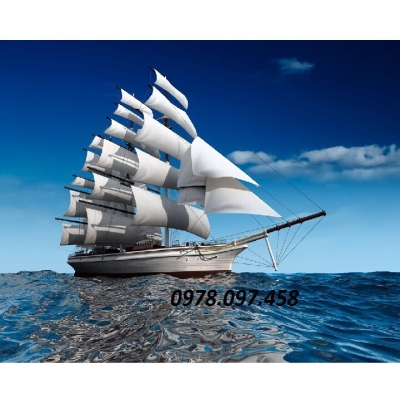 Tranh 3D - tranh gạch thuyền buồm