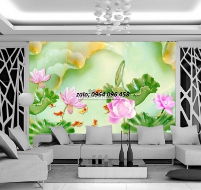 Tranh hoa sen 3d tranh ạch 3d hoa sen KJH6