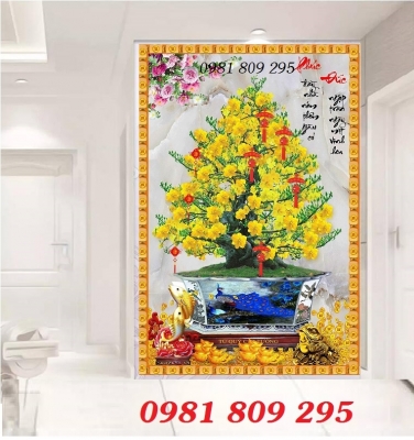 Tranh gạch 3d cây mai vàng